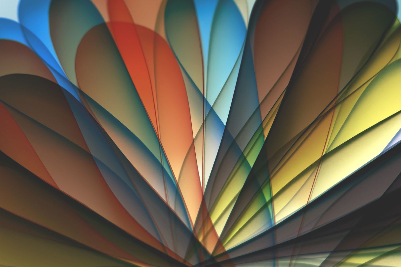 A fan of printed colour swatches