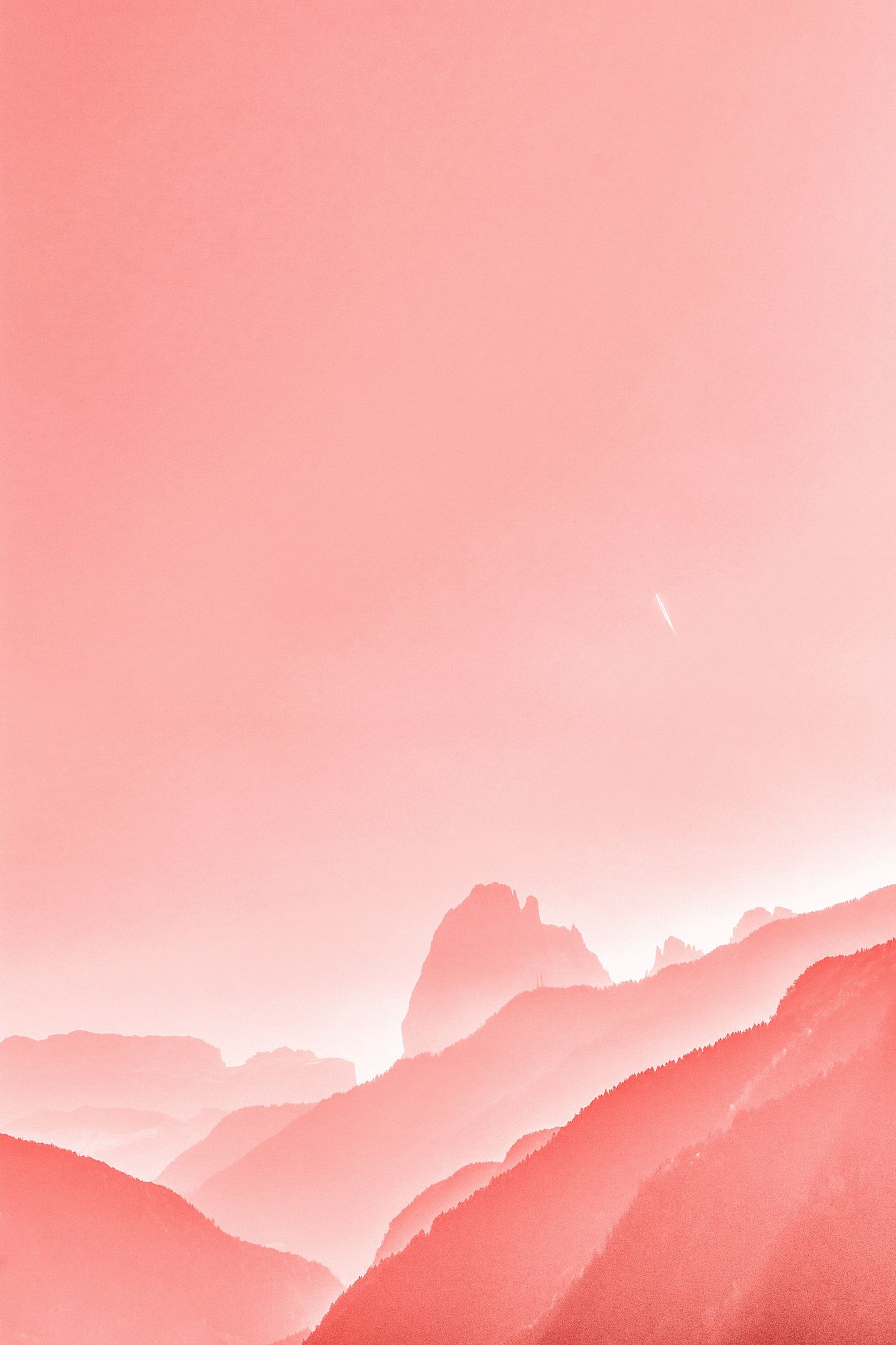Filtered mountains in pink light